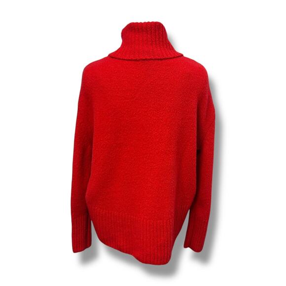 Rachel Zoe Women’s Merino Wool Blend Oversized Turtleneck Pullover Sweater Red M - Picture 6 of 12